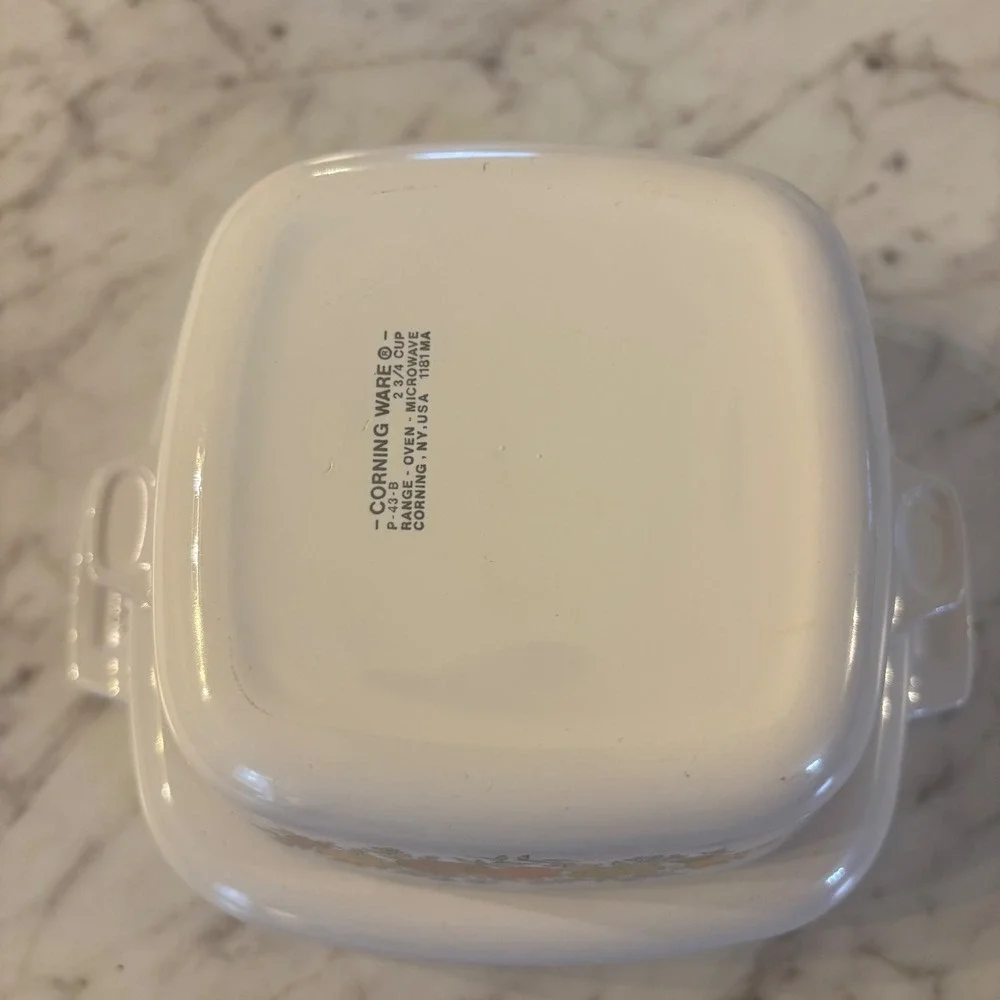 Corning Ware Leinsal La Sauge Casserole‎ Dish Square Vegetable Pattern Set of 2